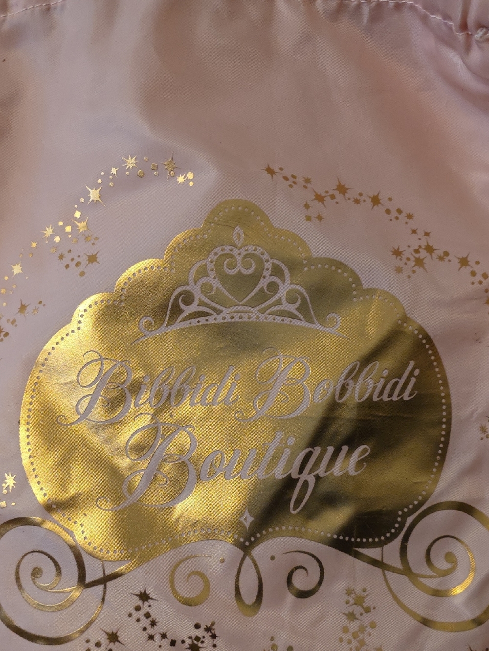 Bobbidi Bibbidi Boutique Pink Gold Logo Drawstring Backpack - Boutique Style - Picture 2 of 3